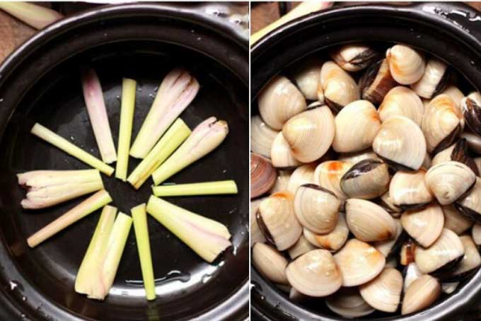 Tiến Hành Chế Biến Món Nghêu Hấp Sả