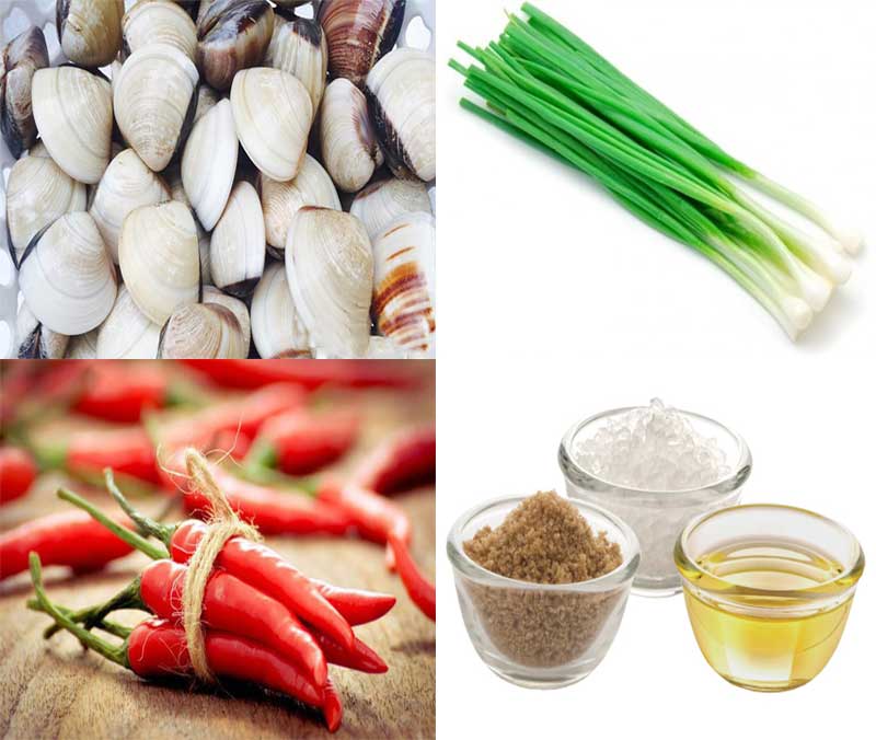 Nguyên Liệu Làm Món Nghêu Nướng Mỡ Hành